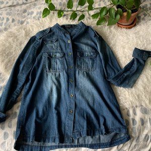 Fiore Distressed Military Denim Shirt
